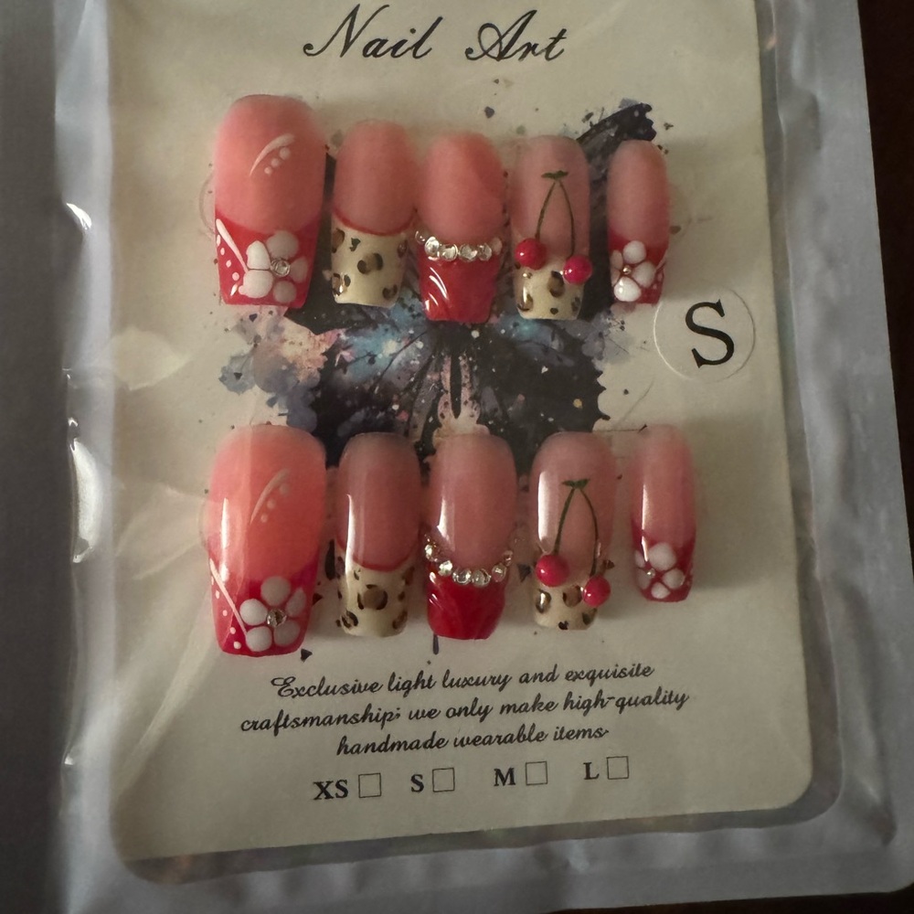 Pink and Red Floral Nail Art Set